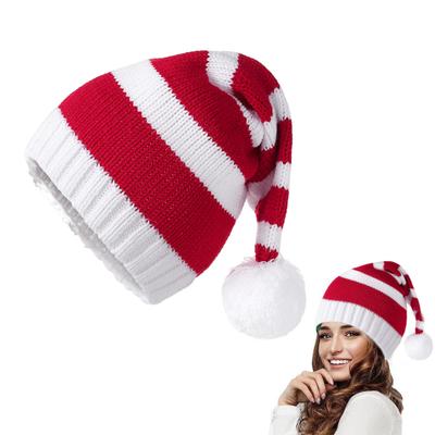 Santa Hat for Adults Kids Winter Knitted Christmas Hat Xmas Party Skull Cap with Pompom for Men Women