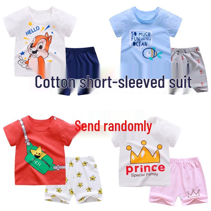 2025 Kids' Short Sleeve Summer Pajama Set - Boys and Girls Baby T-shirt and Shorts