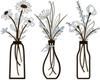 3-Piece Metal Flower Wall Art Set - Rustic Farmhouse Decor: Black Minimalist Flower Wall Decor