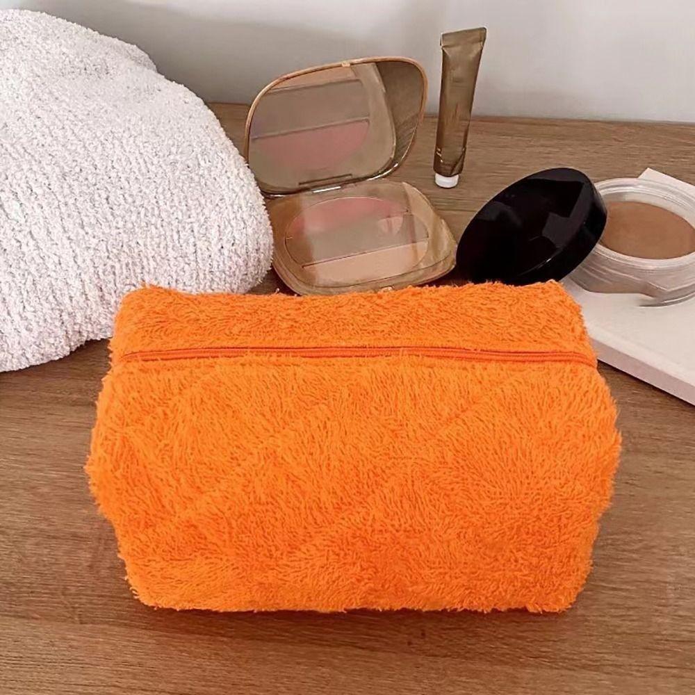 Pure Color Makeup Bag Large Capacity Travel Organizer Versatile Storage Bag Travel Use