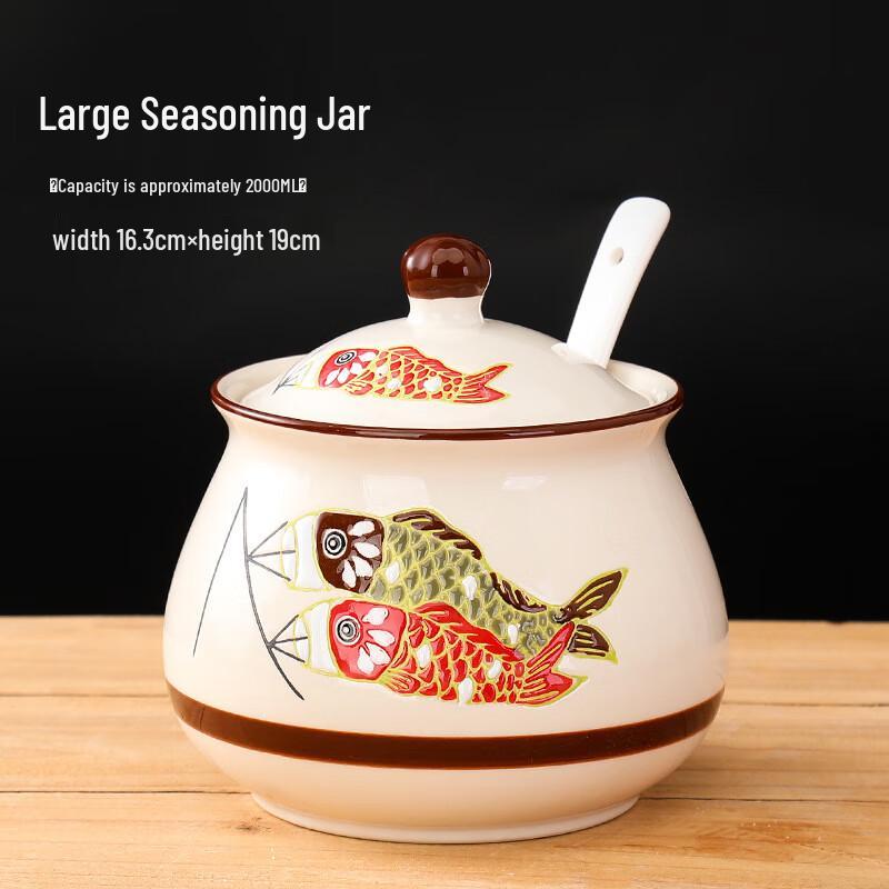 ZISIZ Karpfen Keramik Gewürzgläser Set mit Tablett