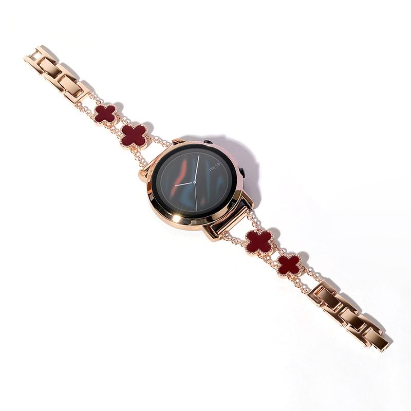 

For Huami Amazfit Bip 3 Pro/GTS3/GTS 4 Mini Aluminum Alloy Watchband 20mm Clover Replacement Strap Rose Gold/Wine Red
