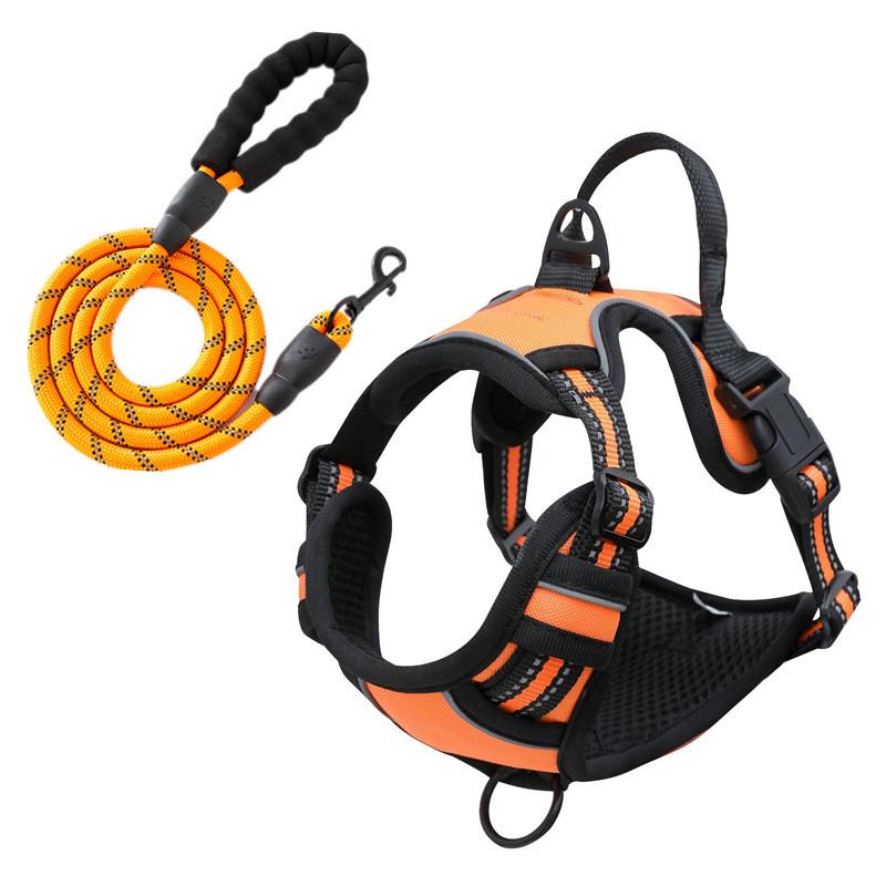 Odblaskowe Oddychające Szelki dla Psa ze Smyczą Zapobiegającą Ciągnięciu