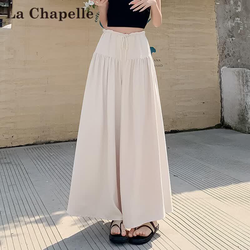 La Chapelle Drawstring Wide-Leg Skirt Pants S
