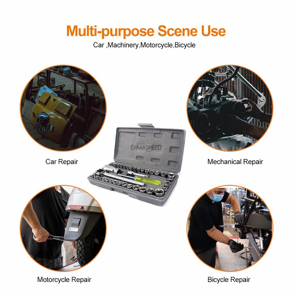 Cheie cu clichet 1/4" 3/8" DR, cheie tubulară multifuncțională pentru repararea motocicletelor, bicicletelor și mașinilor