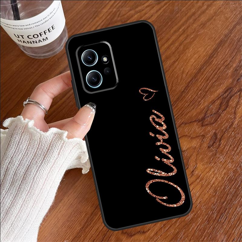 Bling Personalised Name Plating Case For Xiaomi Redmi 12C 13C 14C 10C Redmi Note 13 Pro 14 12 11 9 10 9S 10S 11S 12S Cover
