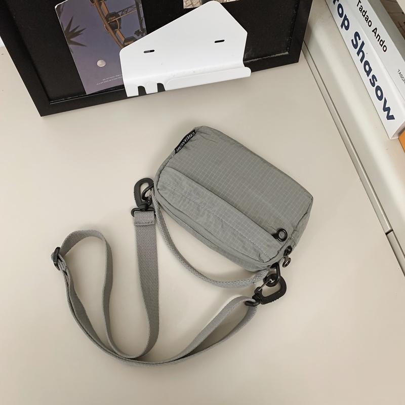 Women Nylon Small Handbag Men Waterproof Lightweight Shoulder Bag Solid Color Crossbody Mobile Phone Bag
