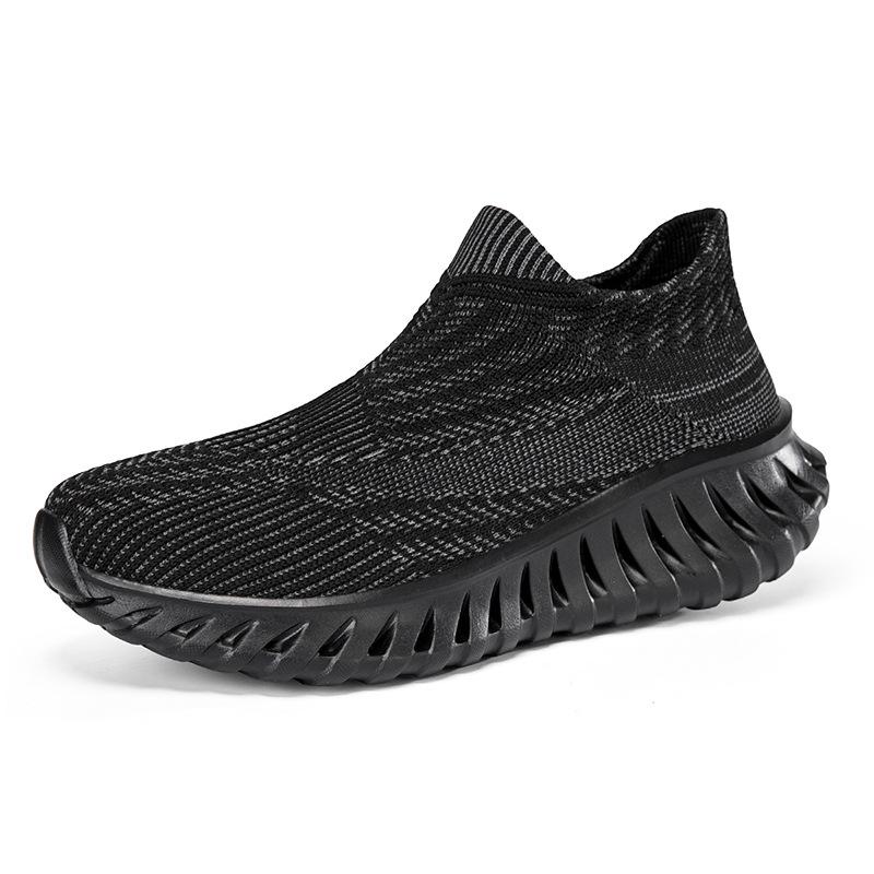 

Large size 46 new one-pedal socks shoes, lightweight shock-absorbing and versatile couple casual shoes, breathable fly-woven single shoes 36