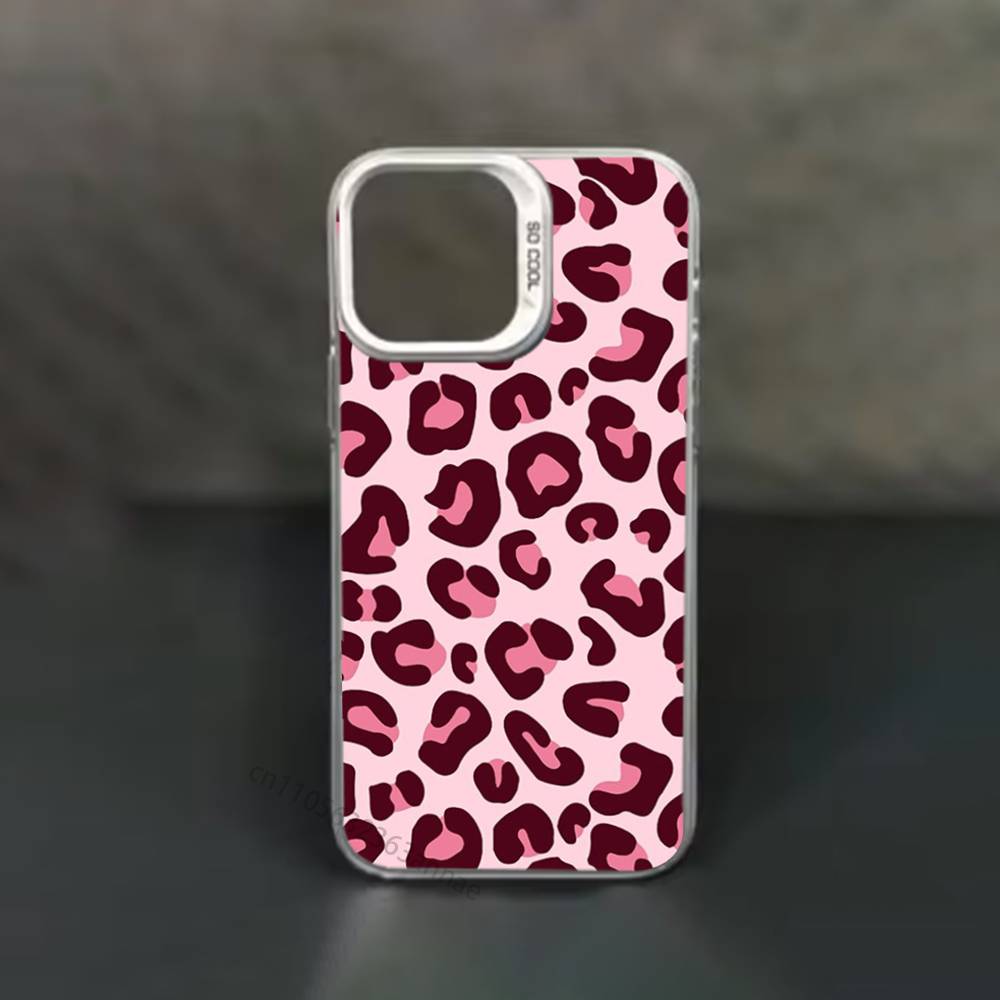 Coque de téléphone cool Tigre Rose Léopard Pour iPhone 17,16,15,14,13,12,11,Pro,Max,Plus,Mini,X,XS,XR,8,S,SE Coque Noire Souple
