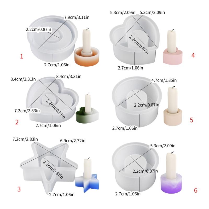 Round Heart Star Candle Holder Mold Epoxy Resin Mold Table Ornament Mould