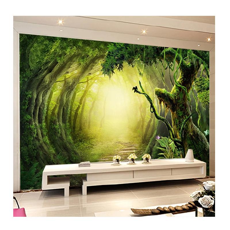 

3D Wall Murals Green Forest Landscape Wallpaper Living Room Sofa TV Background Wall Mural 200 cm(W) x 140 cm(H)