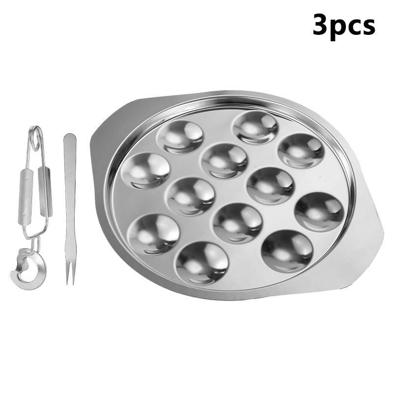 

Stainless Steel Conch Plate Oyster Grill Pan Snail Roasted Conch Plate Set Tableware Conch Clip Fork Seafood Eating Tool Conch Set