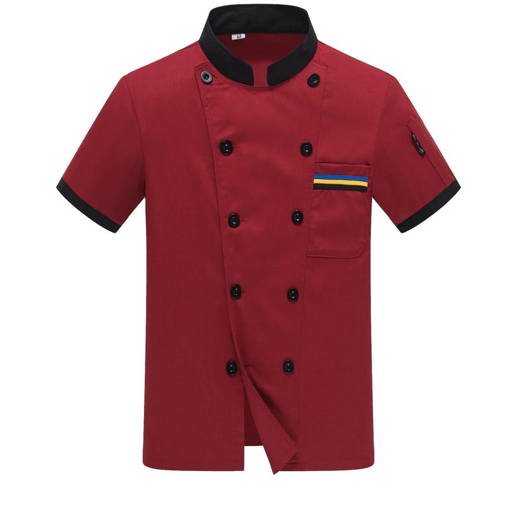 Chef Clothes Short-sleeved Hotel Restaurant Kitchen Restaurant Back Kitchen Clothing Catering Waiter Chef Overalls Short Sleeve Summer