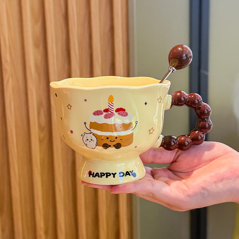 Super roztomilý chlebový hrnek dívčí domácí pitný hrnek kancelářský keramický hrnek snídaňový hrnek dárek k narozeninám
