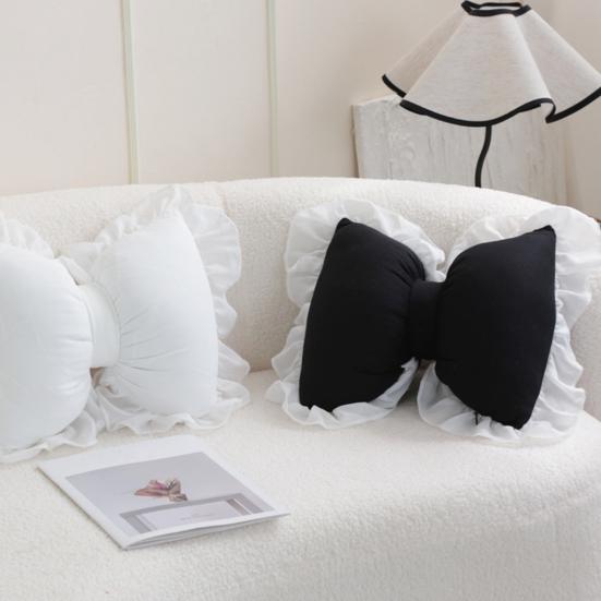 Yousheng Bow-shaped Pillow Ruffle Lace Plush Throw Pillow High Elasticity Decorative Pillow for Bed Couch Car Seat Companion Pillows