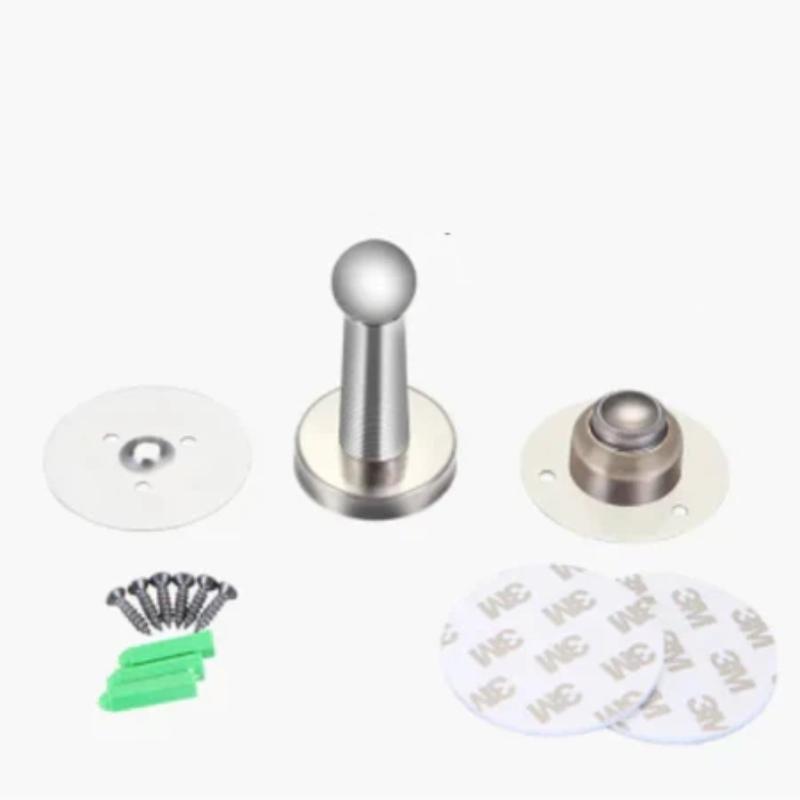 Stainless Steel Magnetic Door Stopper Drill & No Drill Installation Residue-free Adhesive Door Holder for Rental House