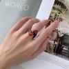 Jewelry Copper Bottom Gold-Plated Simulation Color Treasure Corundum Black Gold Fat Triangular Ring Female 8 * 8