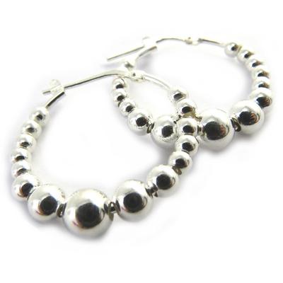 [M8995] - Silver 'Marbles' Hoop Earrings - 25x6 Mm