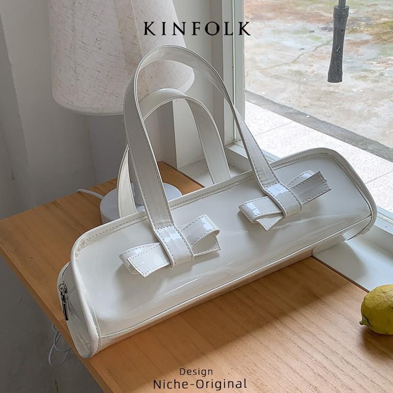 

2025 New Korean Style Ins Hot Small Square Bag Handbag High-texture Bow Fashionable Patent Leather Mirror