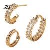 Fashionable Zircon Circle Hoops 3Pcs Elegant Zirconia Full Stud Earrings Set, Comfortable Piercing Hoop Earring, Hypoallergenic Copper Jewelry Gift