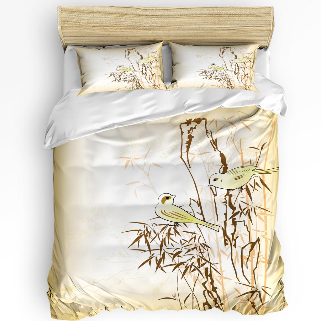 Fliegende Vögel Dekor Bettwäsche-Set Bettdecke Bettbezug Kissenbezüge Gruppe süßer Kolibris auf einem Bettbezug Doppelbett-Set