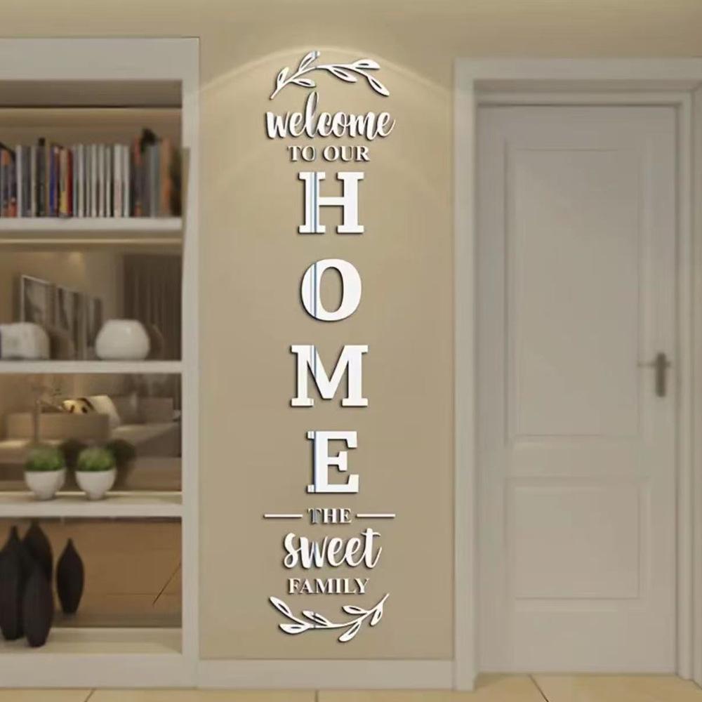 DIY Self-Adhesive Family Mirror Wall Sticker for Home Entrance Decor