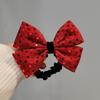 Red & Gray Autumn/Winter Large Bow Hair Tie for Women