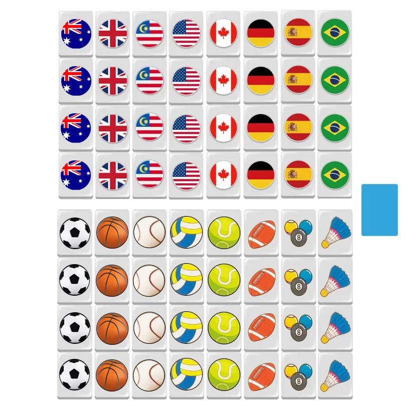 

64 блока Seaside Escape Mahjong Game Tiktok Популярная игра Double With Pattern Of Flag Play Party Puzzle Toy Fun Game Gift Ball Game Blue