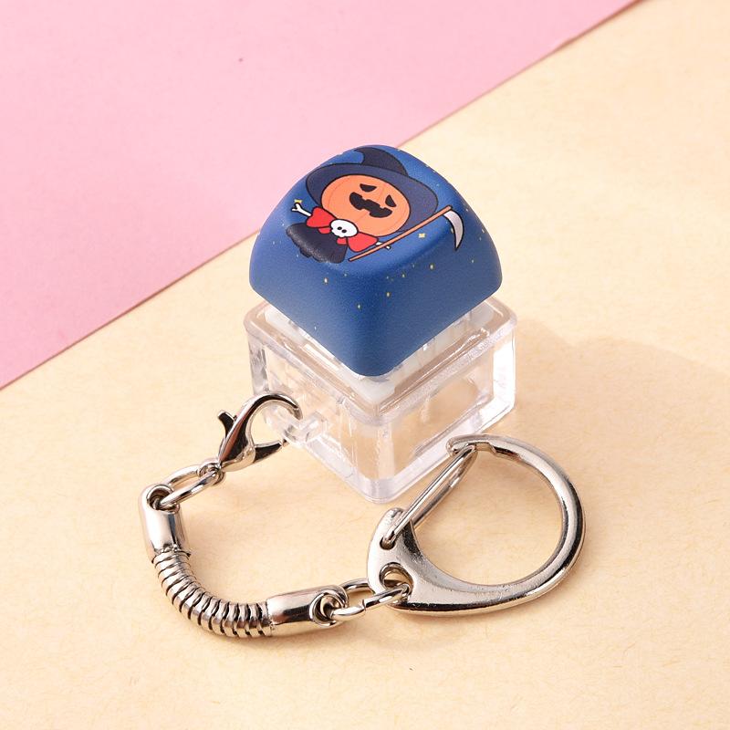Halloween Mechanical Keycap Keychain, Portable Fidget Finger Toy Pressable Button for Office Travel Anxiety Relief Party Favor