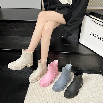 Tpe Mode Chaussures de Pluie Courtes pour Femmes Bottes de Pluie Polyvalentes Bottines Martin Antidérapantes Bottes d'Eau Bottes de Pluie Surchaussures Adultes Chaussures de Travail