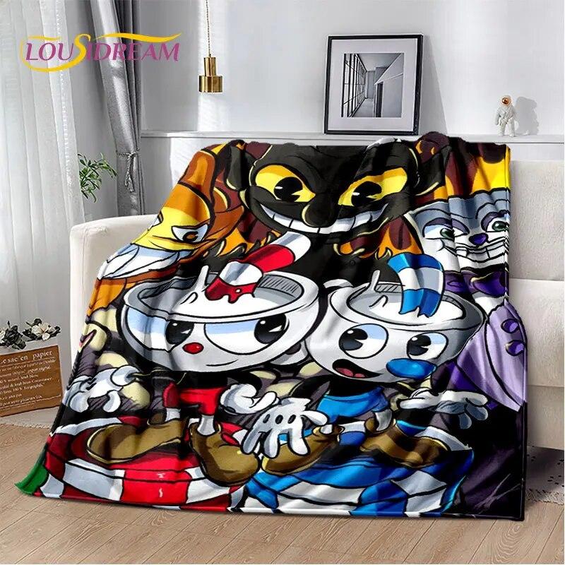 Cuphead and Mugman,Game Gamer Soft Plush Blanket,Flannel Blanket Throw Blanket for Living Room Bedroom Bed Sofa Picnic Cover Kid