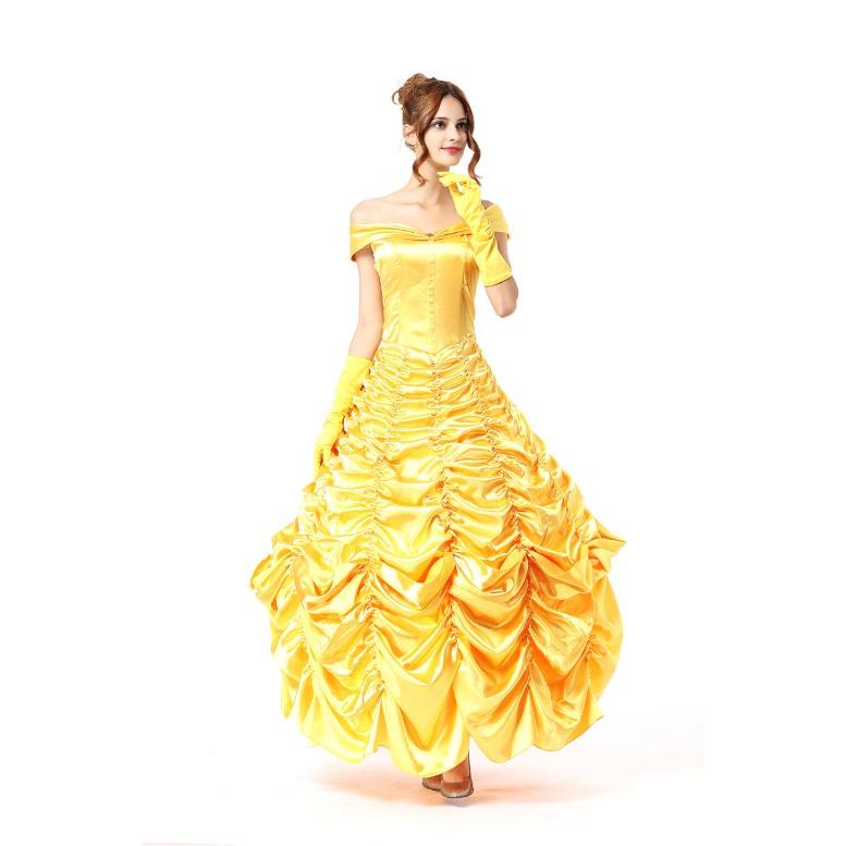 New Fairy Tale Yellow Princess Belle Long Court Dress Temperament Princess Clothing Stage Performance Clothing