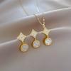Round Ring Star Earrings Set Light Luxury Square Full Of Diamonds Personality Temperament Banquet Earrings Earrings Necklace