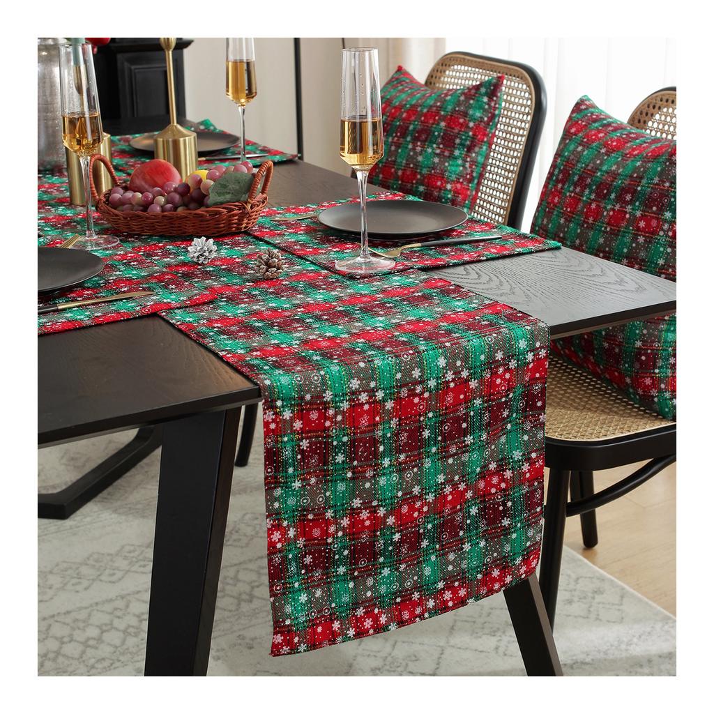 Ambiance de Noël Drapeaux de table Nappes Nappe festive rouge Drapeau de table Meuble TV Housse de table basse Serviette