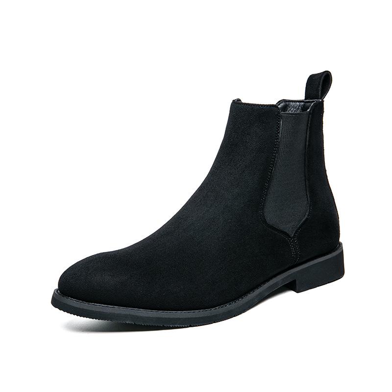 Men s Retro Chelsea Pointed Toe Leather Boots 48 чёрный