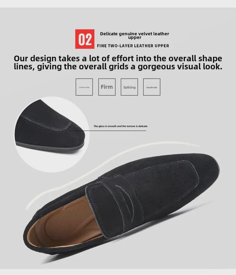 Men's Japanese-Style Suede Loafers: Summer Slip-On, Business Formal, Frosted Leather