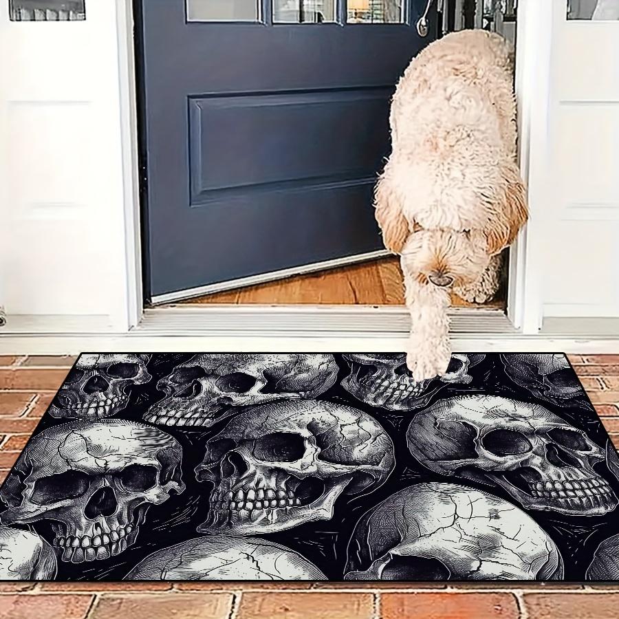 

Halloween Skull Doormat Rug Pad Rectangle Mat for Entrance Living Room Bedroom Kitchen Lightweight Washable Festive Home Decor 40x60cm