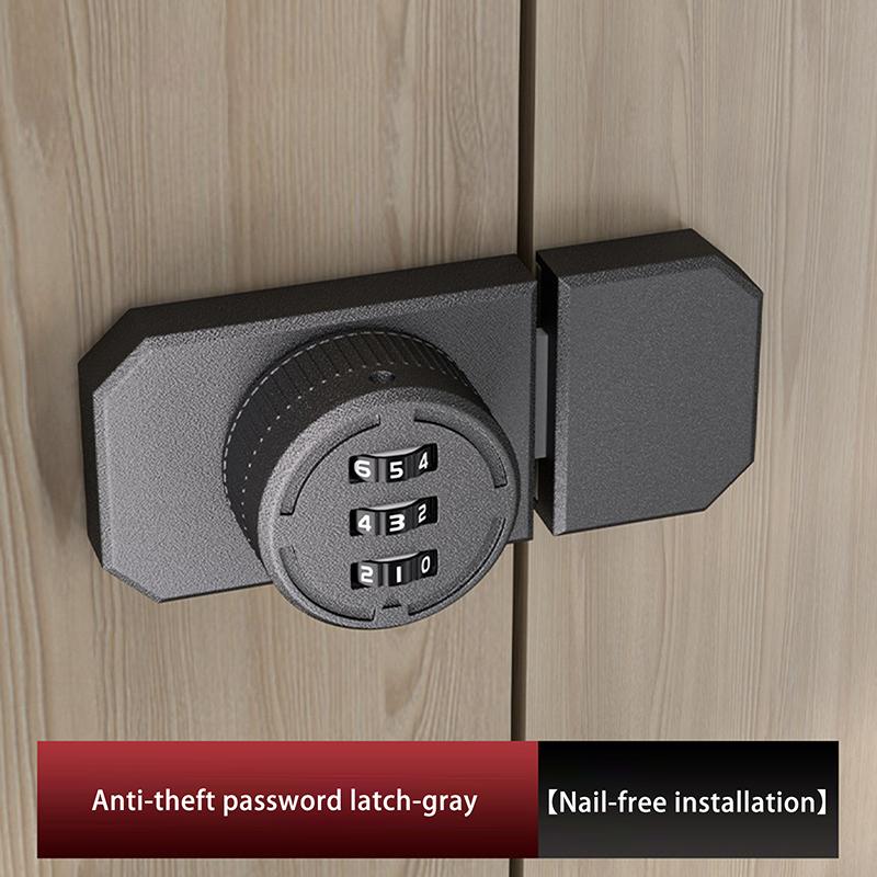 1 Set No-Punch Combination Door Lock 3 Digit Password Cabinet Locks With Combination Latch For Closet Door Barn Door