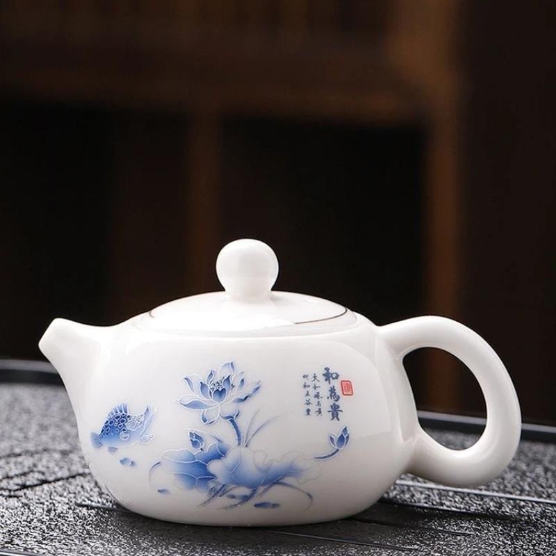 160ML Elegant Jade-White Ceramic Xishi Teapot – Classic Chinese Teaware for Home Brewing & Daily Tea Rituals