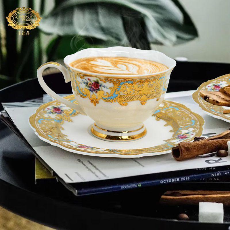 

Новый модный высококачественный европейский набор тарелок и чашек для кофе из костяного фарфора, набор для послеобеденного чая