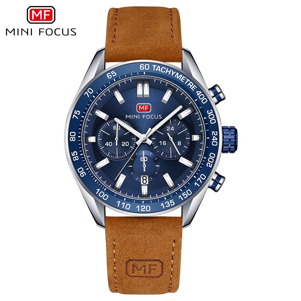 Minifocus Watch Casual Men S Watch Quartz Watch Genuine Leather Crazy Horse Leather Strap Men S Watch 0403G