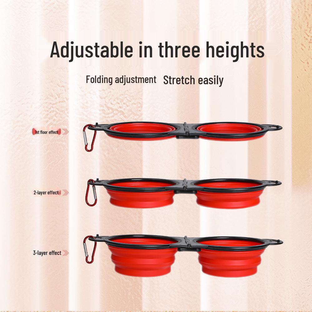 Foldable TPE Pet Double Bowl - 350ml Portable Two-in-One for Dogs & Cats