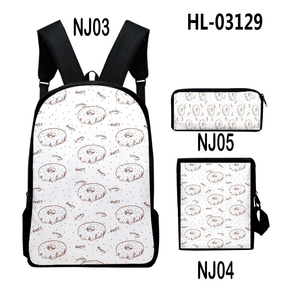 Harajuku Popular Cool Food 3D Print 3pcs/Set Pupil School Bags Laptop Daypack Backpack Inclined Shoulder Bag Pencil Case