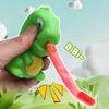 1pc Fun Frog And Dinosaur Retractable Tongue Relax Toy, Interactive Party Game, Green Cartoon Design with Red Tongue,mini Toys
