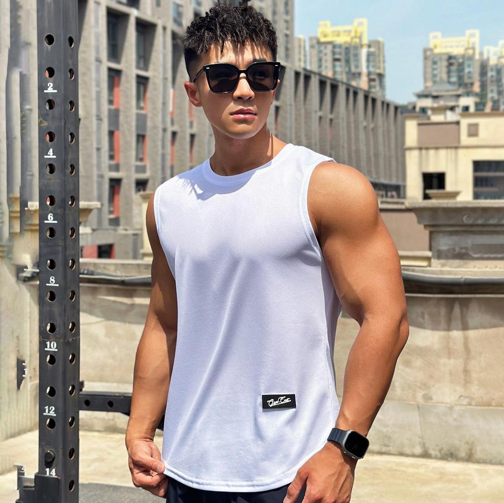 Men's Trendy Sleeveless Mesh Pullover: Quick-Dry Round Neck Fitness Top