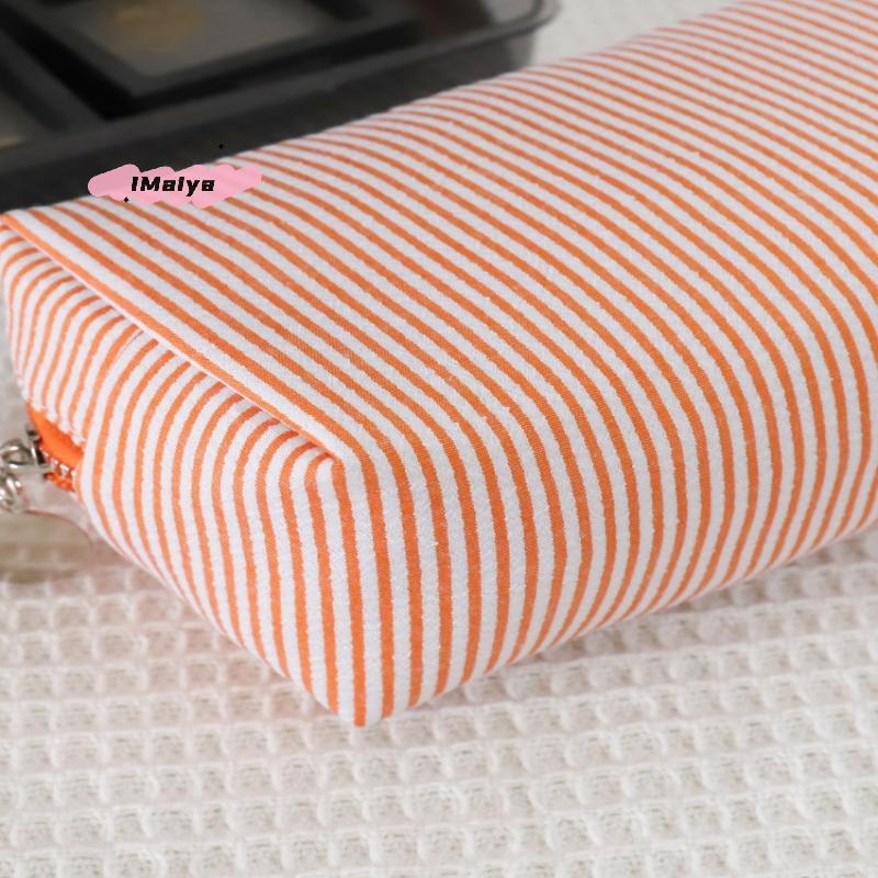 M-1Pc Fresh Simple Striped Cosmetic Bag Large Capacity Makeup Bag Pencil Case Travel Toiletries Bags Toiletry Storage Pouch