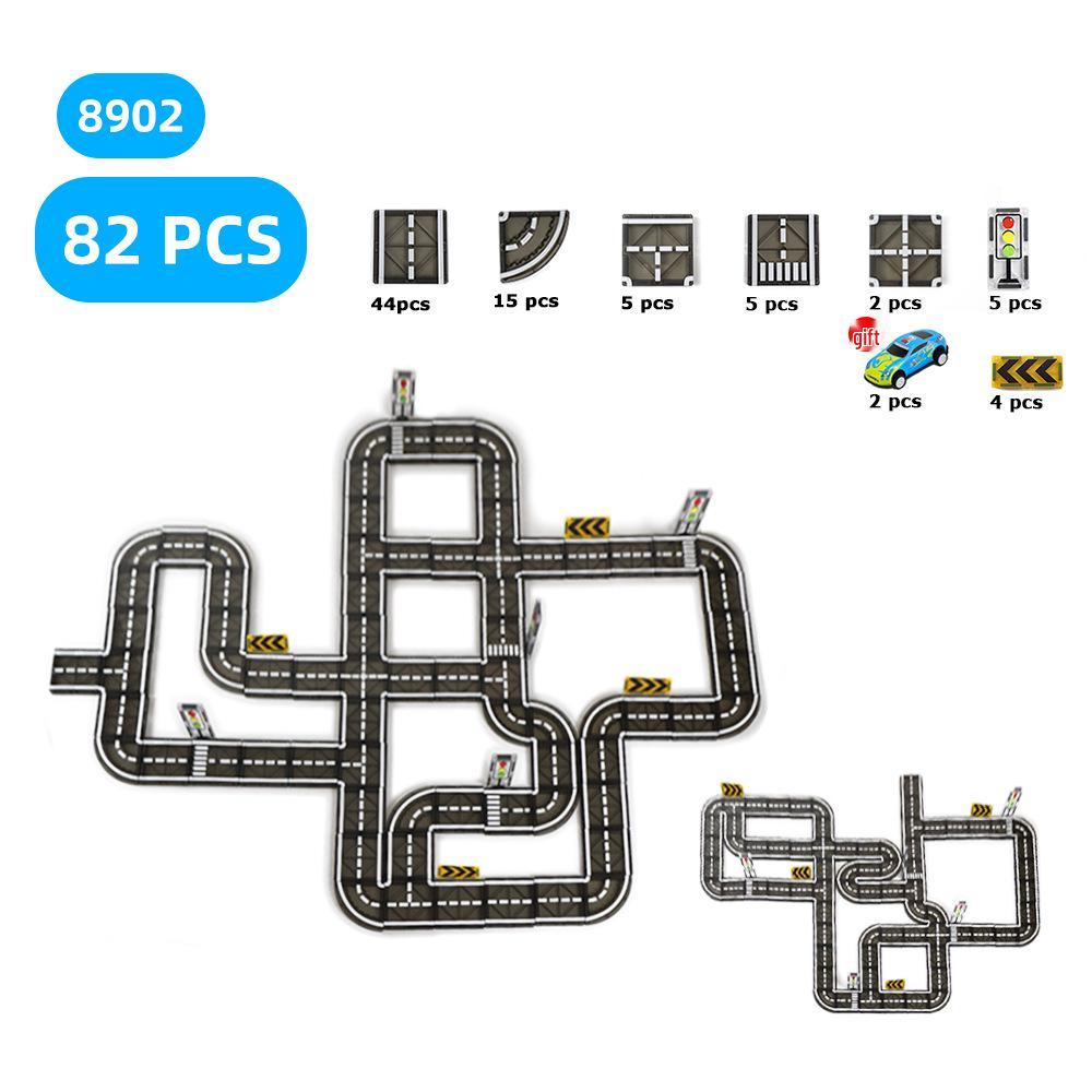 Yuelebo Magnetic Building Blocks: City Traffic & Architecture Set with Crane and Stained Glass Tiles