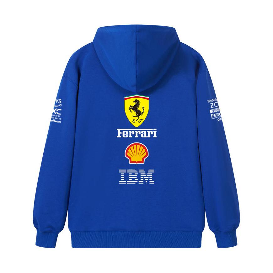 Casal Ferrari Fórmula 1 Equipe de Corrida Estampa Zíper Hoodie Solto Casual Blusão com Capuz e Zíper Moda Streetwear Pulôver