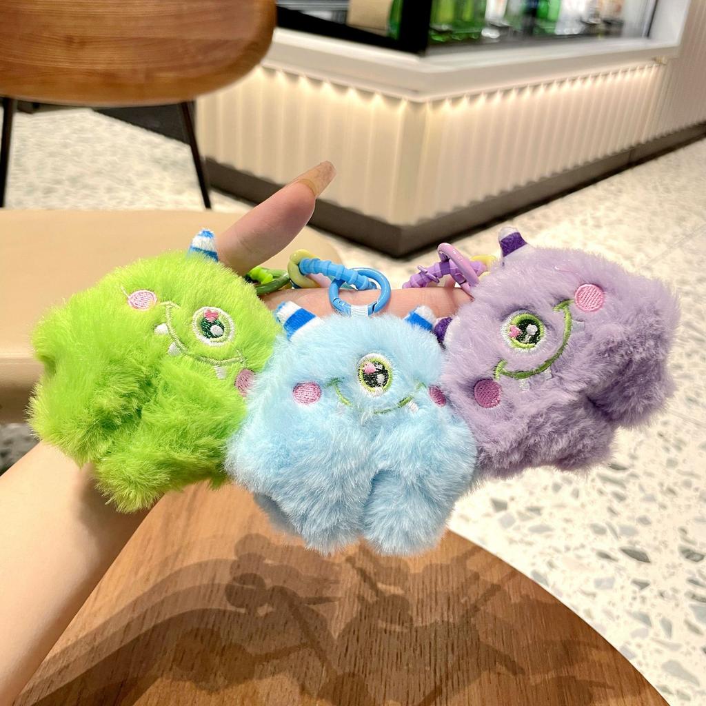 Creative Cute Plush Little Monster Doll Keychain Personalized Couple Girl Heart Bag Small Pendant
