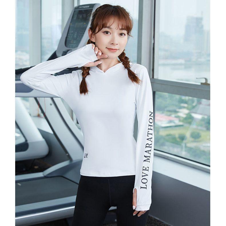 Long-sleeved Hooded Sports T-shirt Fitness Clothing Quick-drying Breathable Sunscreen Tops